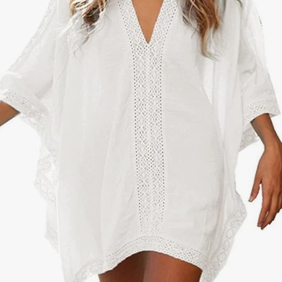 Blue Island Beach Cover Up White Eyelet NWT - Picture 2 of 5